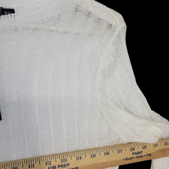 PrettyLittleThing Sweater Top Womens 3XL White Plus Sheer Knit Long Sleeve New - Picture 8 of 13